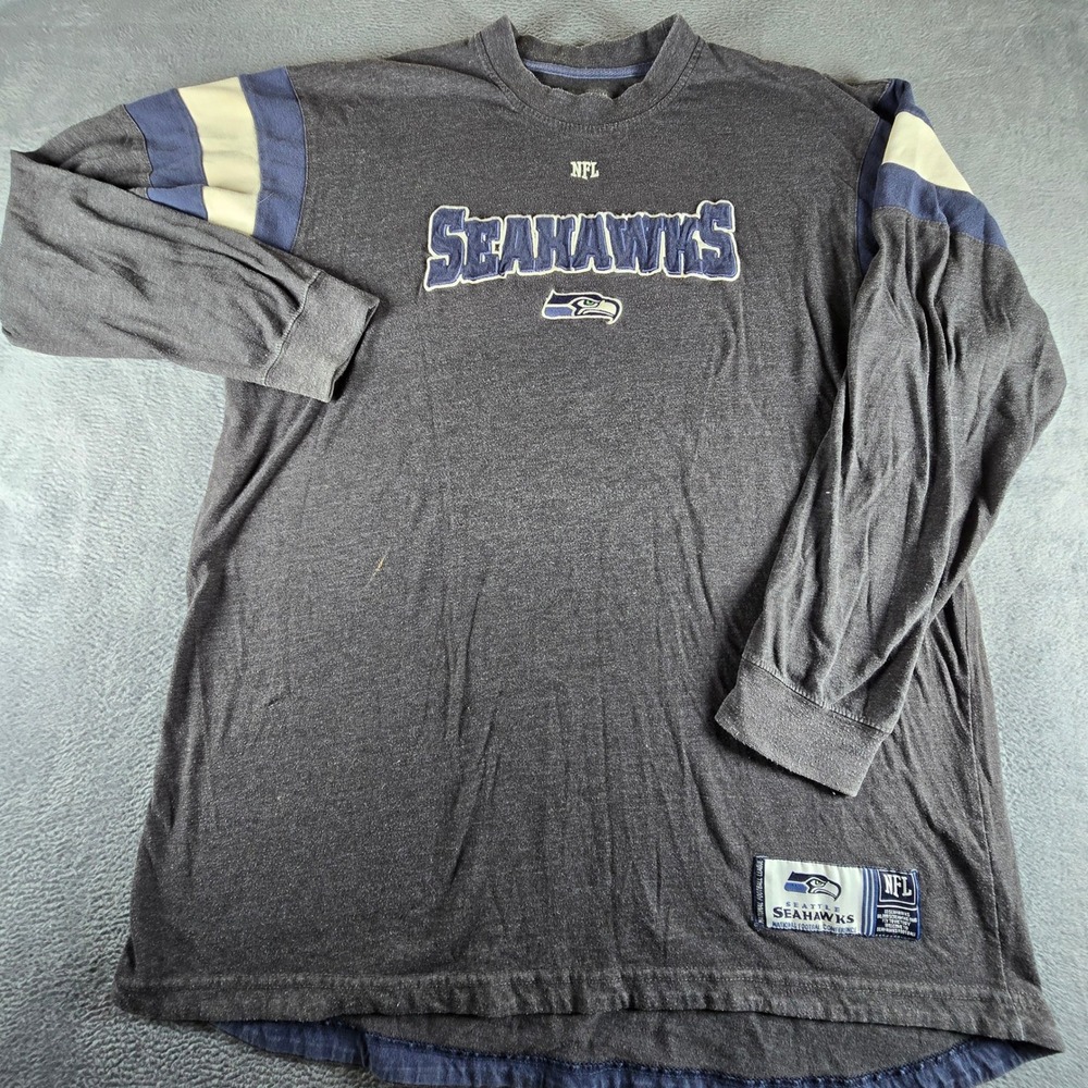 NFL Seattle Seahawks Long Sleeve Shirt Mens XL Charcoal Grey Embroidered Logo